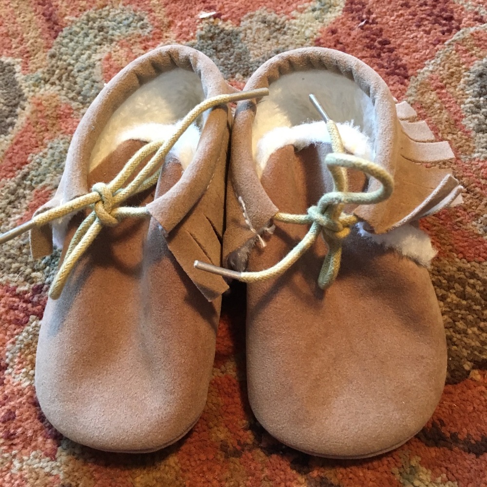 Baby Toddler Fur Lined Moccasins Faux Suede